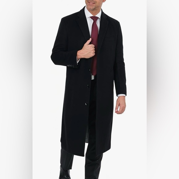 Men’s Cashmere Blend Wool Overcoat Black